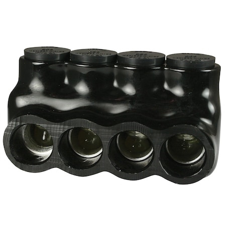 Asi 4 Port Multi Tap Connector 6 AWG- 250 MCM 4 Port, 600 Volt, Black Insulation, Single Side Wire Entry AICS250-4